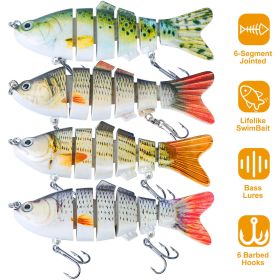 Spo4Pcs 10cm/20g Bass Fishing Lure 6 Segment Multi Jointed Lifelike Fish Lures Sinking Wobbler