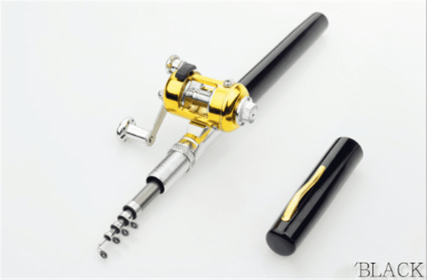 Mini Ice Fishing Rod Pocket Raft Rod Portable Gift Fishing Rod (color: Black)