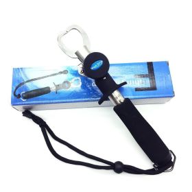 Stainless steel double finger Mini fish controller with ruler and scale (color: Black)