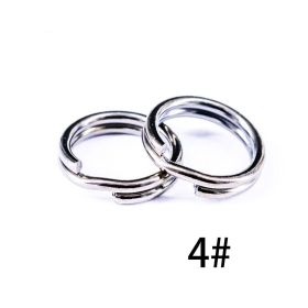 50pcs Fishing Split Rings Crank Hard Bait Snap Stainless Steel Double Loop Split Open Carp Fishing Connector Accessories Pesca (color: 4)