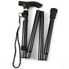 Foldable Lightweight Walking Stick; Trekking Pole With Rubber Tip; Adjustable Height (color: Black)