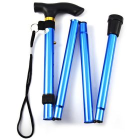 Foldable Lightweight Walking Stick; Trekking Pole With Rubber Tip; Adjustable Height (color: Blue)