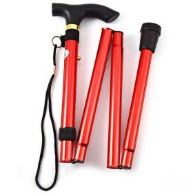 Foldable Lightweight Walking Stick; Trekking Pole With Rubber Tip; Adjustable Height (color: Red)