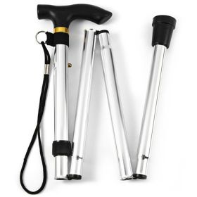 Foldable Lightweight Walking Stick; Trekking Pole With Rubber Tip; Adjustable Height (color: Silvery)
