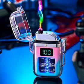 USB Rechargeable Waterproof Windproof Double Arc Lighter for Men and Women - Includes Cable; No Charger Required (color: Blue)