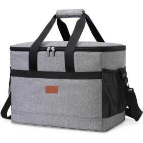 32L Soft Cooler Bag with Hard Liner Large Insulated Picnic Lunch Bag Box Cooling Bag for Camping BBQ Family Outdoor Activities (color: Gray)