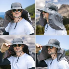 Wide Brim Sun Screen Fisherman's Hat With Neck Flap; Adjustable Waterproof Quick-drying Outdoor Hiking Fishing Cap For Men Women (color: Light Grey)