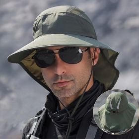 Wide Brim Sun Screen Hat With Neck Flap; Adjustable Waterproof Quick-drying Outdoor Hiking Fishing Cap For Men Women (color: Khaki)