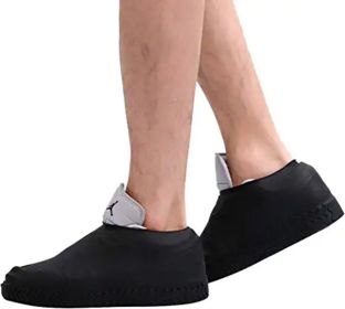 Waterproof Silicone Shoe Cover, Reusable Non Slip Rubber Rain Shoe Cover Unisex (color: Black)