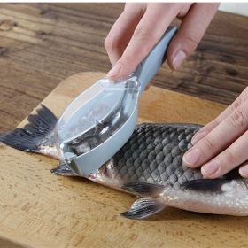 Scale Remover with Cap Fish Scales Remover Cleaner Skinner Fast Cleaning Fish Skin Remover Plastic Kitchen Fish Tools (color: Blue)