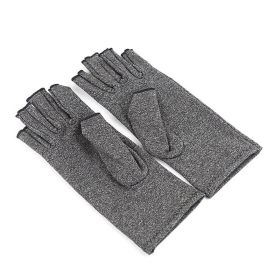 1pair Arthritis Fingerless Compression Gloves; Outdoor Half Finger Knuckle Pressure Gloves (Buy A Size Up) (color: Grey)