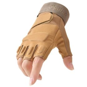 Outdoor Tactical Gloves Airsoft Sport Gloves Half Finger Military Men Women Combat Shooting Hunting Fitness Fingerless Gloves (color: Khaki)