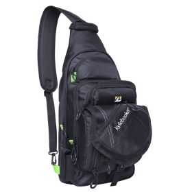Fishing Sling Pack Fishing Crossbody Gear Storage Shoulder Bag (color: Black with Green)
