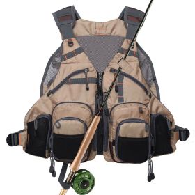 Fly Fishing Vest Pack Adjustable for Men and Women (color: Khaki)